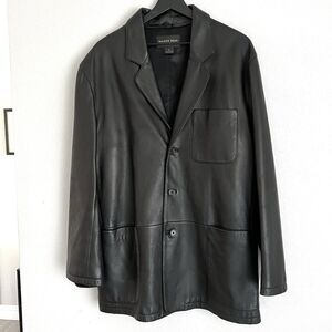Golden Bear Mens Leather Blazer Jacket Size L Black